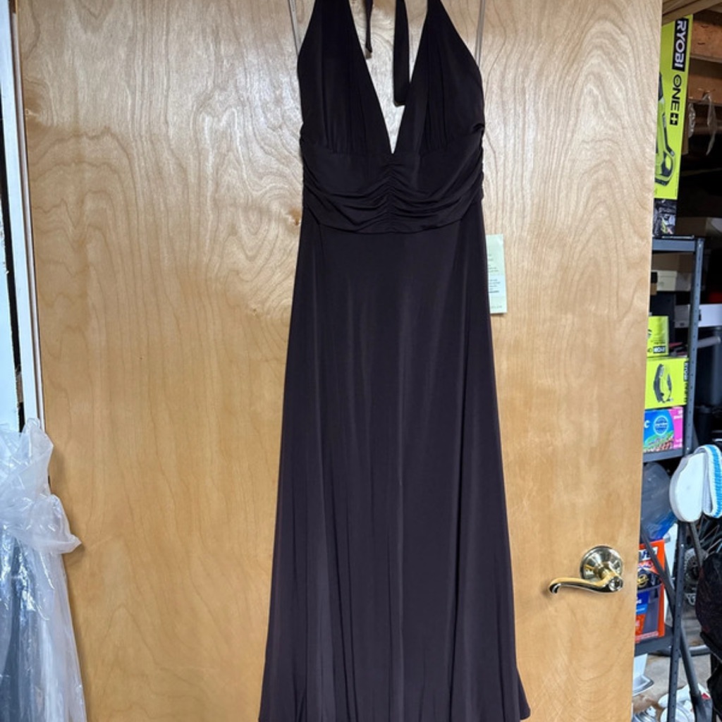Bcbg Brown Backless Halter Dress